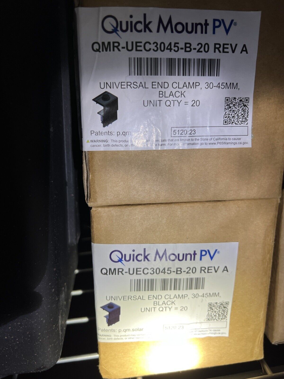 Quick Mount, Qmr-uec3045-b-20, Universal End Clamp, 30-45mm, Black Qty.  20
