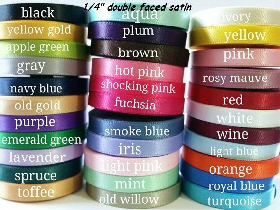 Wholesale Double Faced Satin Ribbon  1/4" 10 Yards You Pick Color For Hair Bow