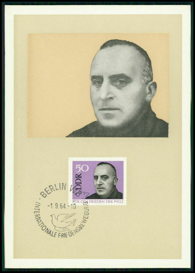 Ddr Mk 1964 Frieden Carl V. Ossietzky Nobel Prize Dove Pigeon Maxi Card /m1960