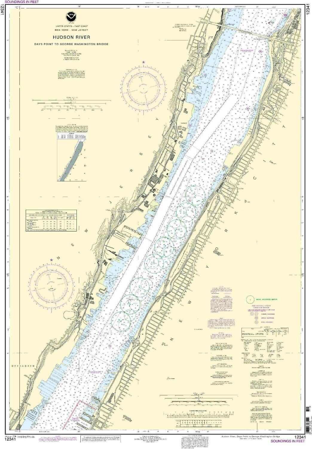 Noaa Chart Hudson River Days Point To George Washington Bridge 28th Ed. 12341
